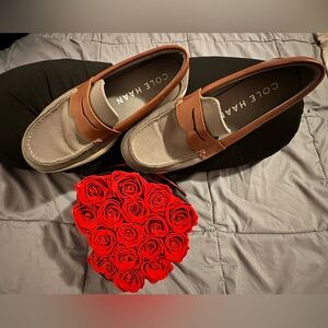 Cole Haan Men's Tan and Gray Slip-On Loafers